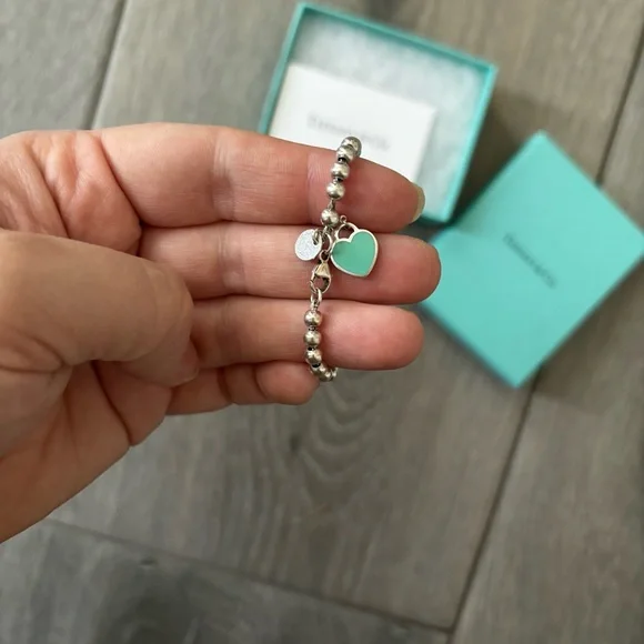 Tiffany & Co. Silver Bracelet with Turquoise Heart Charm - Picture 2 of 6